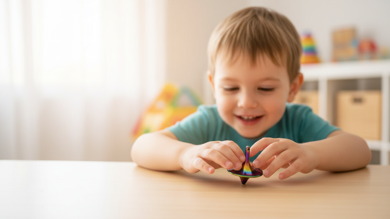 Hero Banner - Child Playing with Rainbow Spinning Top